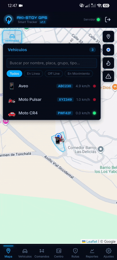 Plataforma AKI-STOY GPS con Centro Inteligente, reportes y Pico y Placa