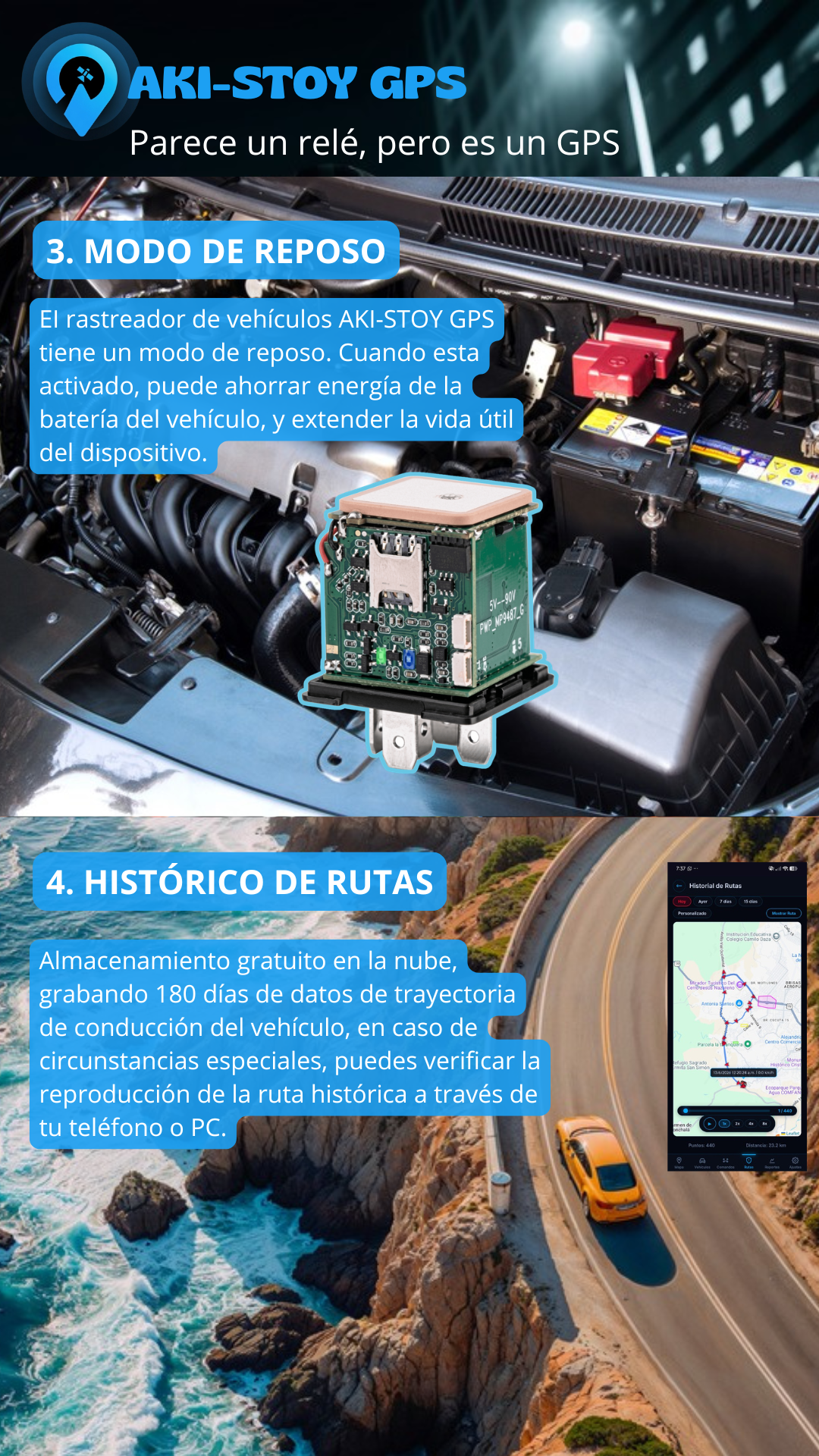 Instalación oculta del GPS relé en vehículo